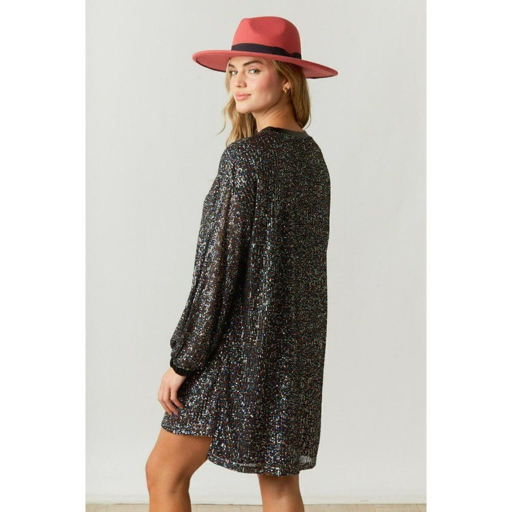 Fantastic Fawn Birthday Behavior Long Sleeve Sequin Dress Rainbow IFKD54516-01 - Picture 4 of 6